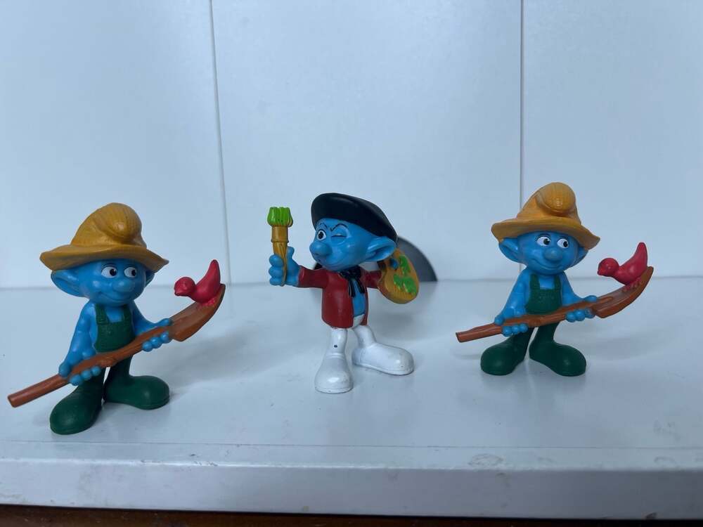 Peyo 2011 Smurfs McDonald's Figurines Set of 3 Painter and Farmer Smurf
